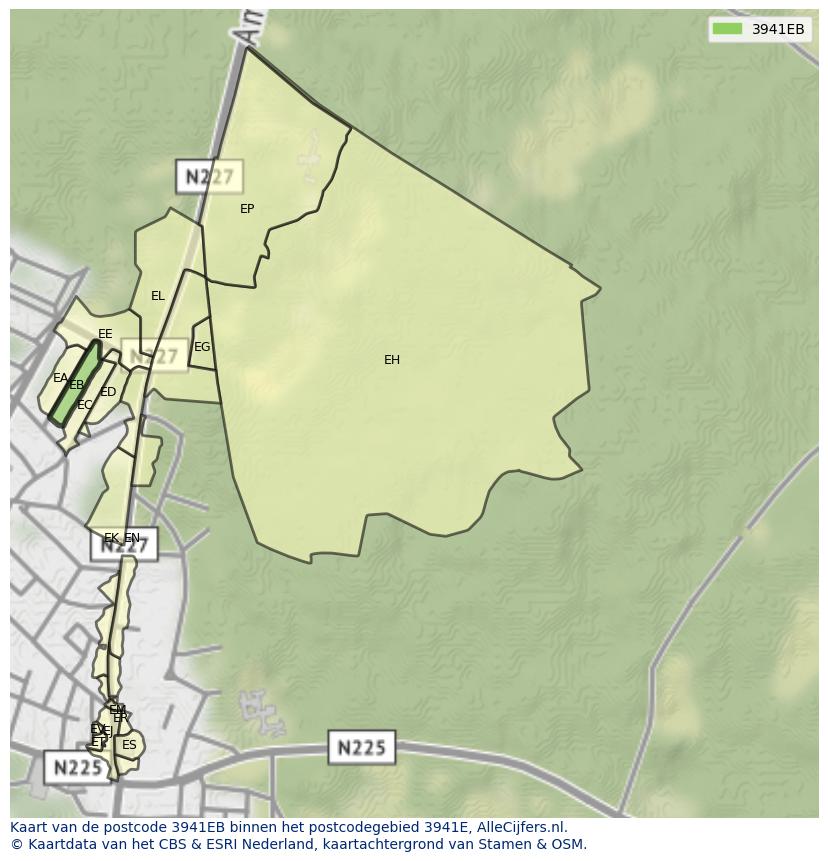Afbeelding van het postcodegebied 3941 EB op de kaart.