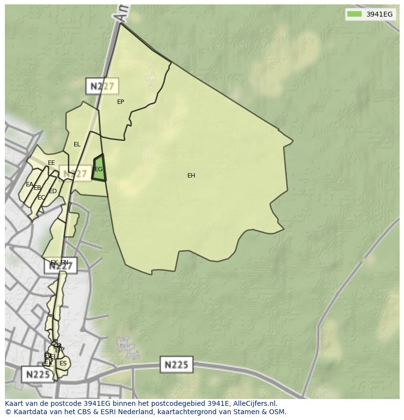 Afbeelding van het postcodegebied 3941 EG op de kaart.