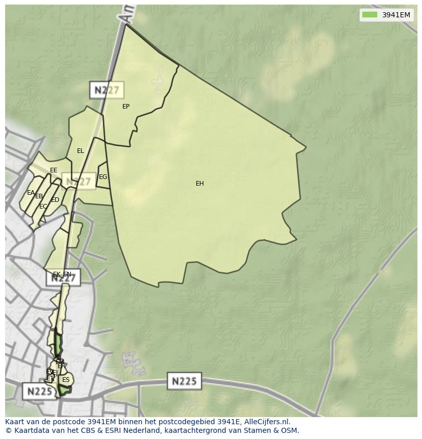 Afbeelding van het postcodegebied 3941 EM op de kaart.