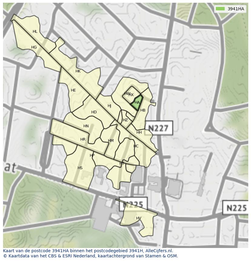 Afbeelding van het postcodegebied 3941 HA op de kaart.