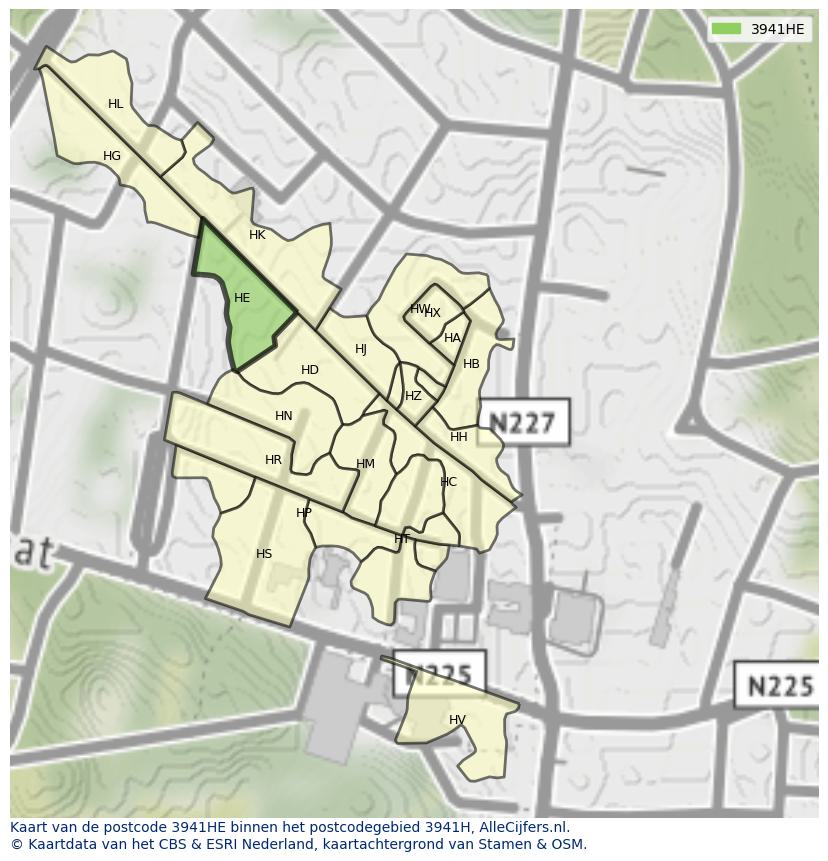 Afbeelding van het postcodegebied 3941 HE op de kaart.