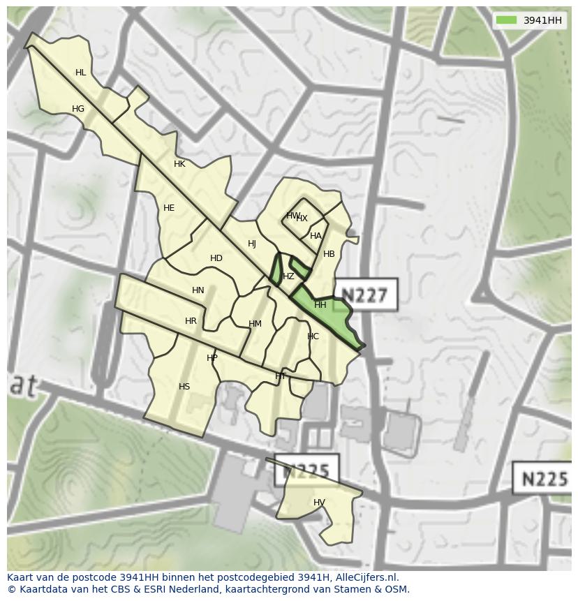 Afbeelding van het postcodegebied 3941 HH op de kaart.