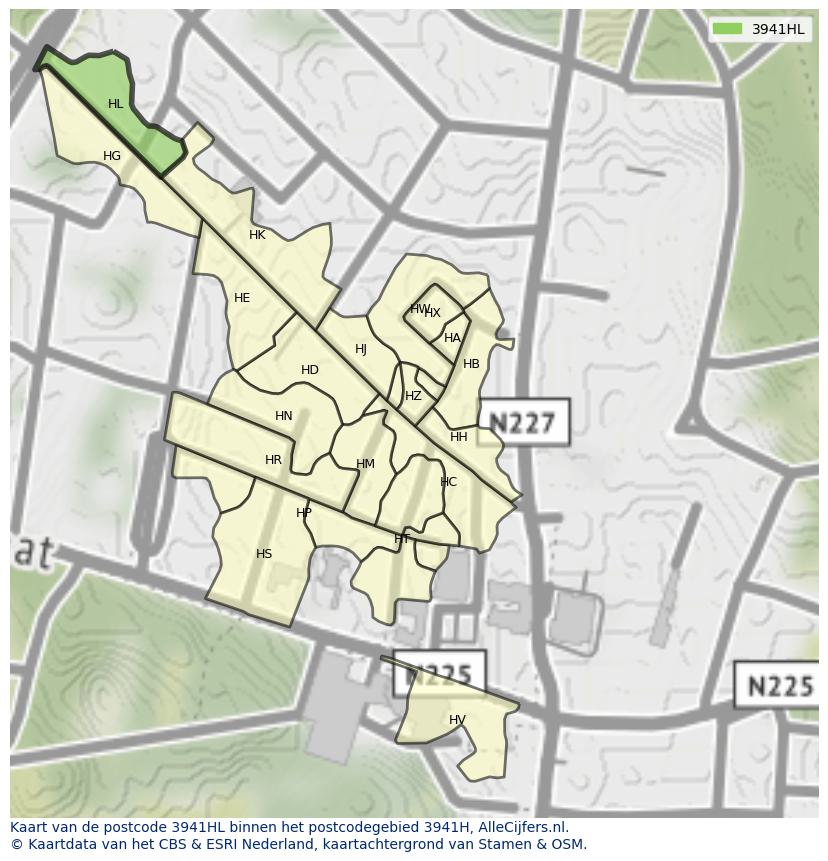Afbeelding van het postcodegebied 3941 HL op de kaart.