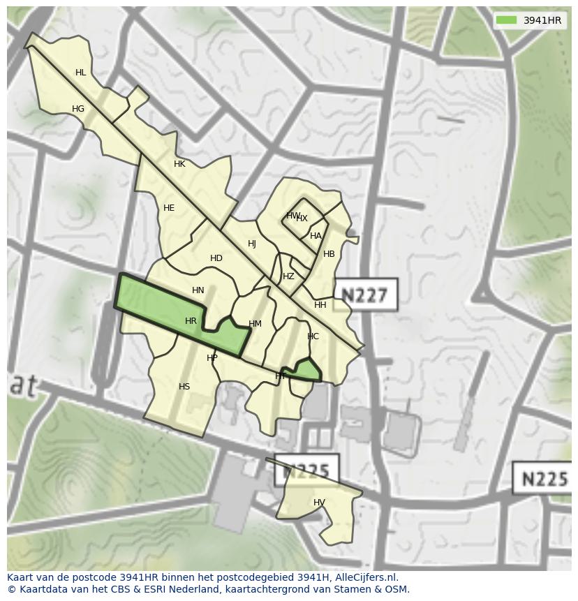 Afbeelding van het postcodegebied 3941 HR op de kaart.