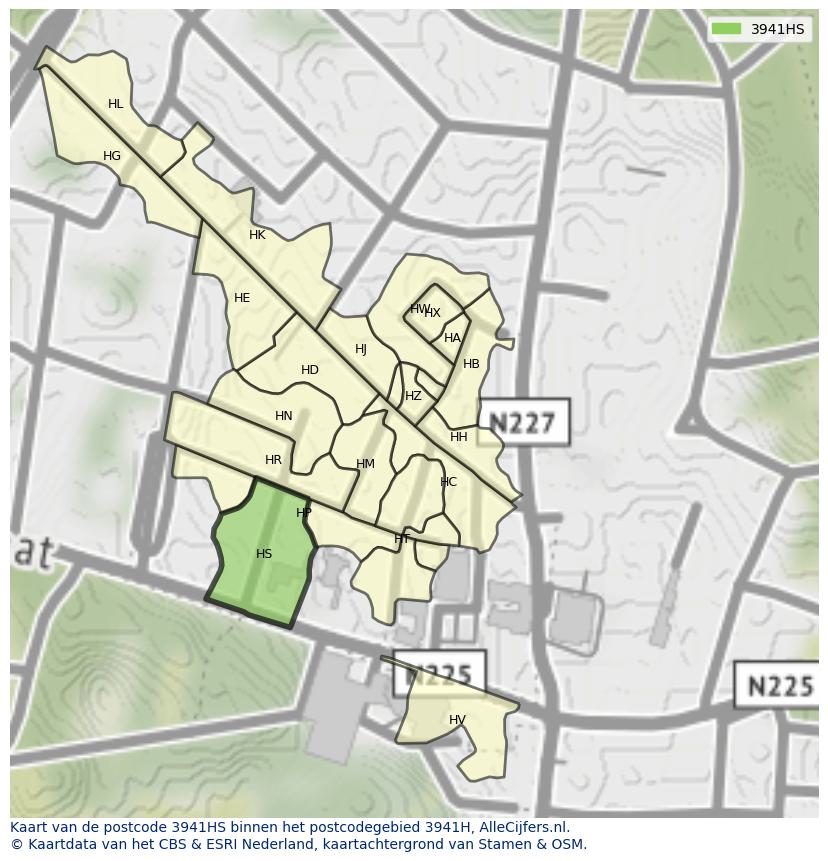 Afbeelding van het postcodegebied 3941 HS op de kaart.