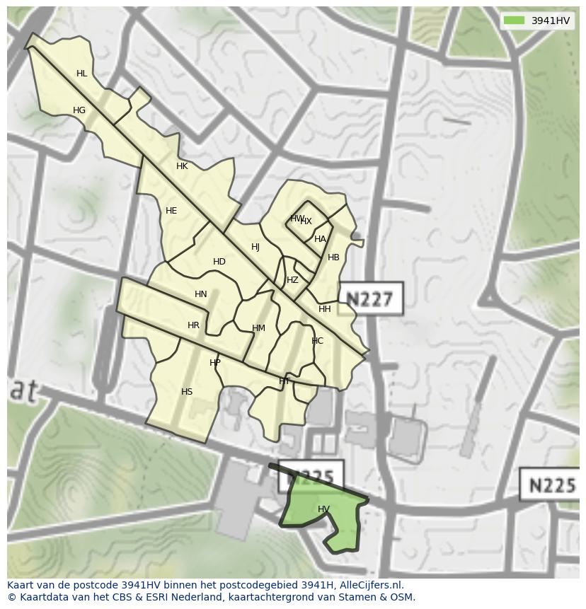Afbeelding van het postcodegebied 3941 HV op de kaart.