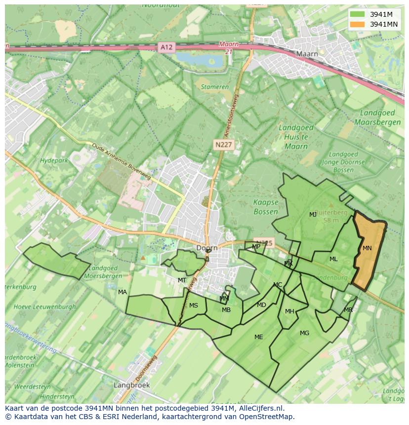 Afbeelding van het postcodegebied 3941 MN op de kaart.