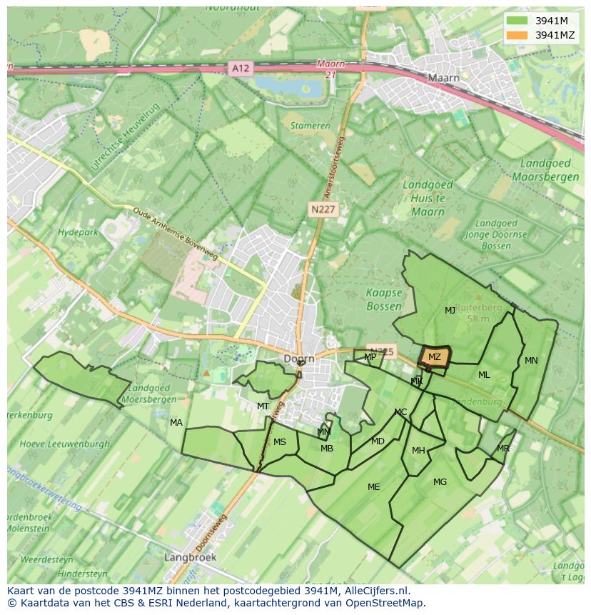 Afbeelding van het postcodegebied 3941 MZ op de kaart.