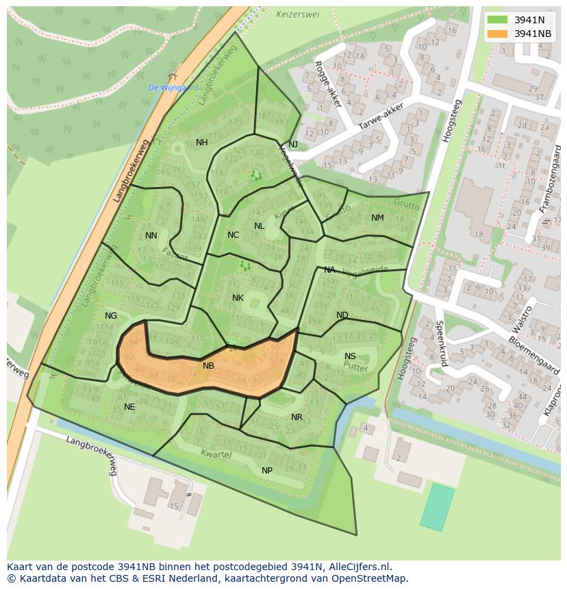 Afbeelding van het postcodegebied 3941 NB op de kaart.