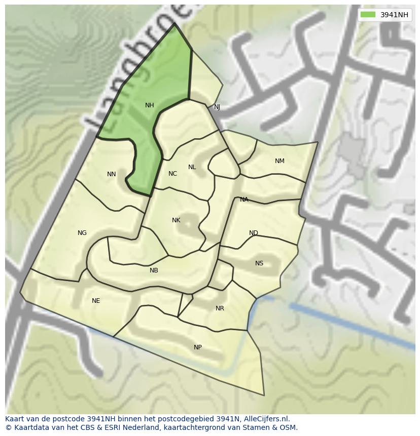 Afbeelding van het postcodegebied 3941 NH op de kaart.