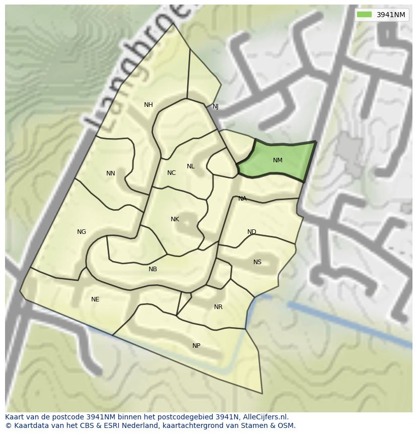 Afbeelding van het postcodegebied 3941 NM op de kaart.