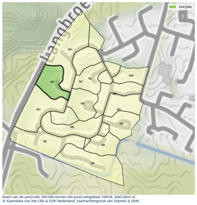 Afbeelding van het postcodegebied 3941 NN op de kaart.