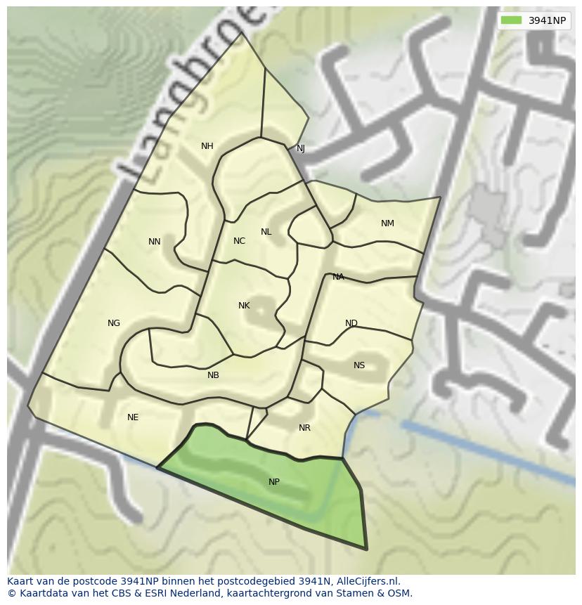 Afbeelding van het postcodegebied 3941 NP op de kaart.
