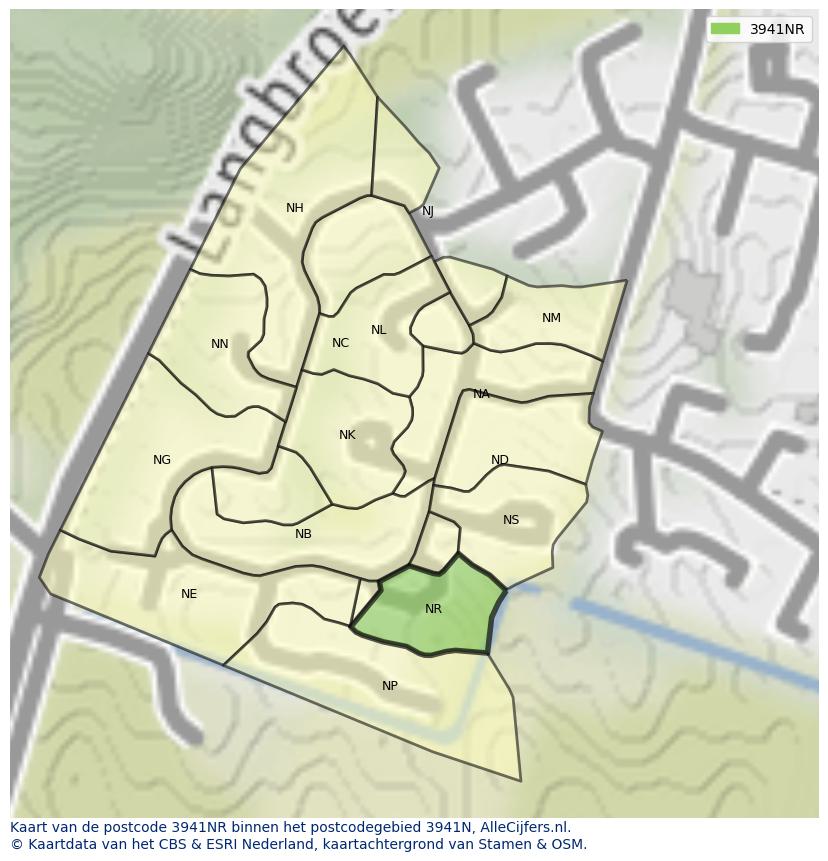 Afbeelding van het postcodegebied 3941 NR op de kaart.