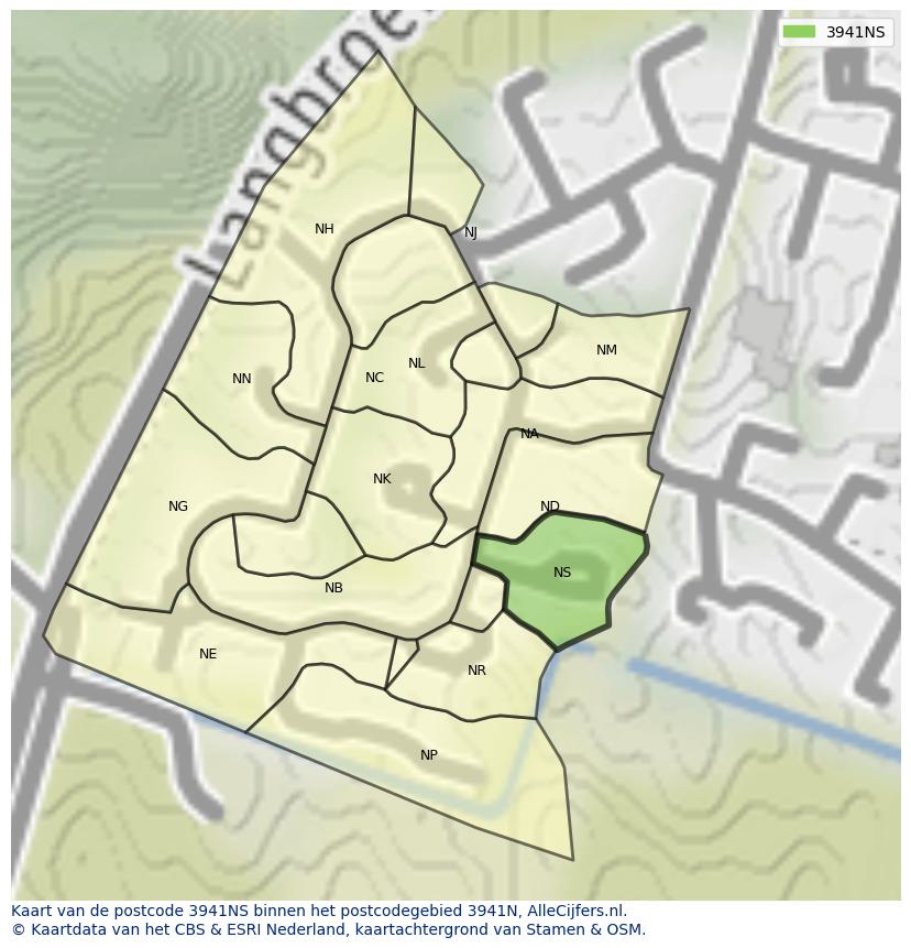 Afbeelding van het postcodegebied 3941 NS op de kaart.