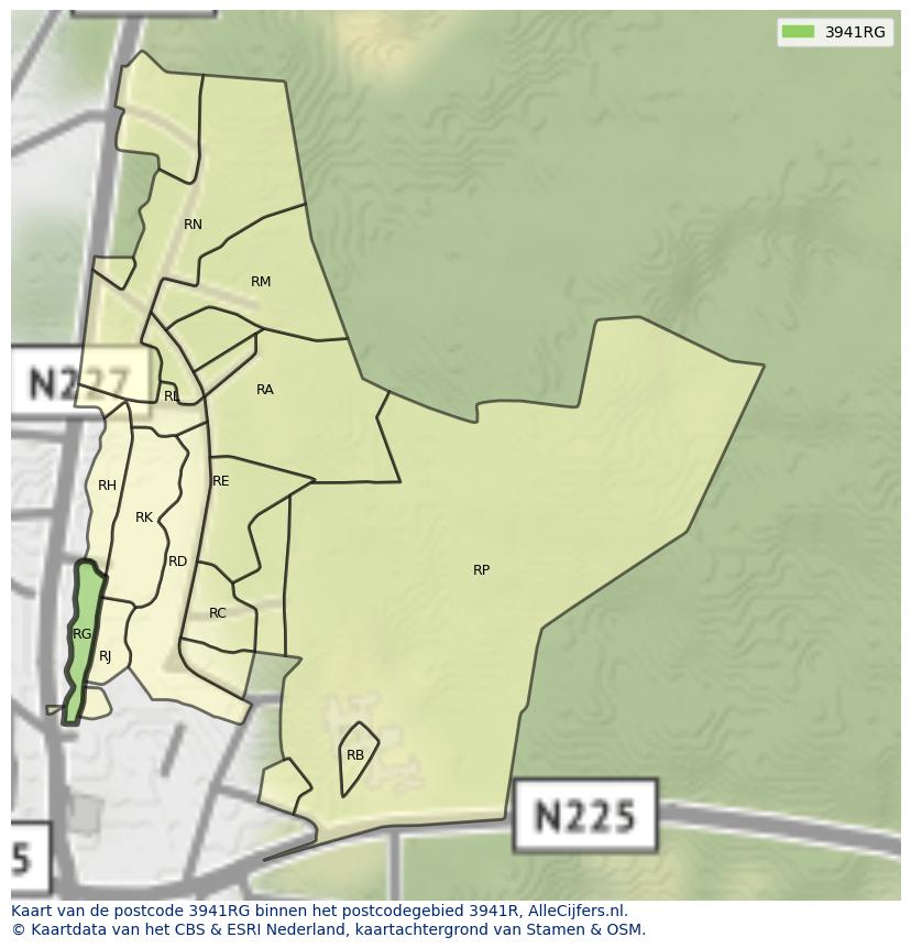 Afbeelding van het postcodegebied 3941 RG op de kaart.