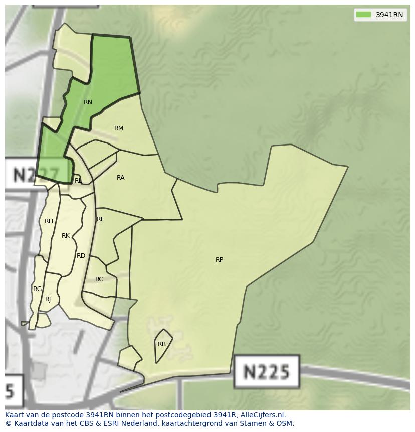Afbeelding van het postcodegebied 3941 RN op de kaart.