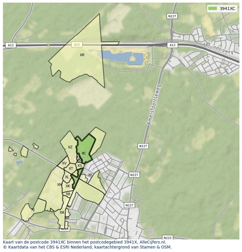 Afbeelding van het postcodegebied 3941 XC op de kaart.