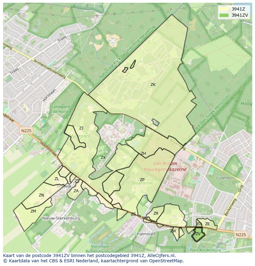 Afbeelding van het postcodegebied 3941 ZV op de kaart.