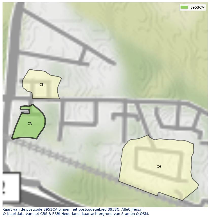 Afbeelding van het postcodegebied 3953 CA op de kaart.