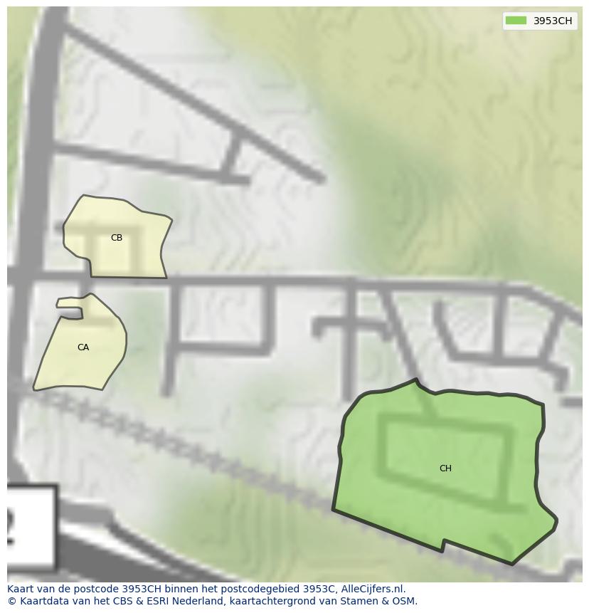 Afbeelding van het postcodegebied 3953 CH op de kaart.