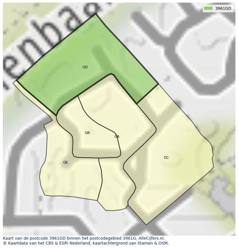 Afbeelding van het postcodegebied 3961 GD op de kaart.
