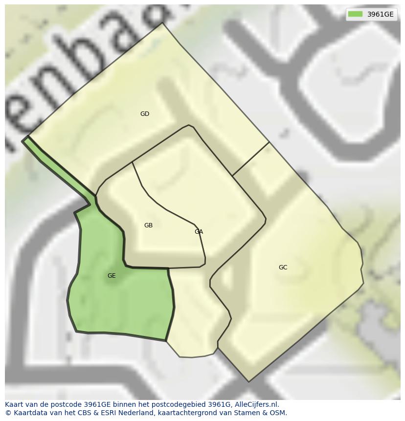 Afbeelding van het postcodegebied 3961 GE op de kaart.