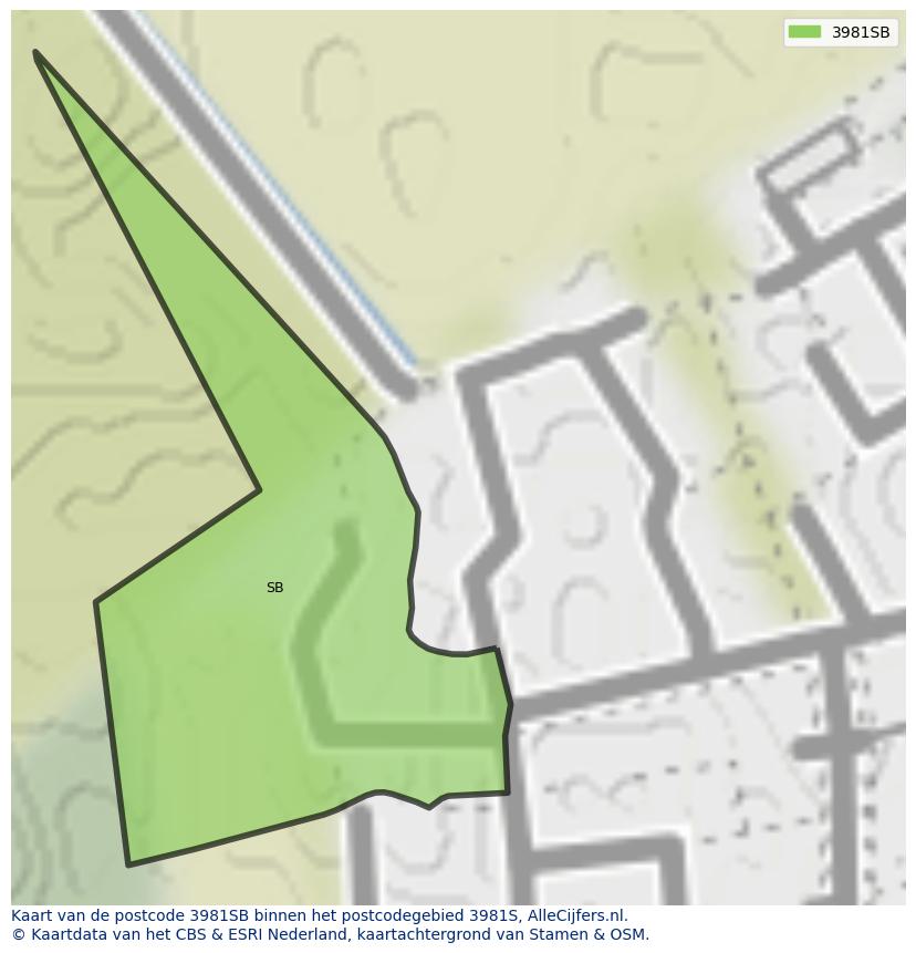 Afbeelding van het postcodegebied 3981 SB op de kaart.