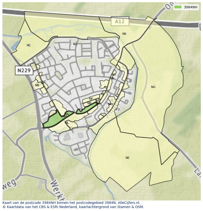 Afbeelding van het postcodegebied 3984 NH op de kaart.