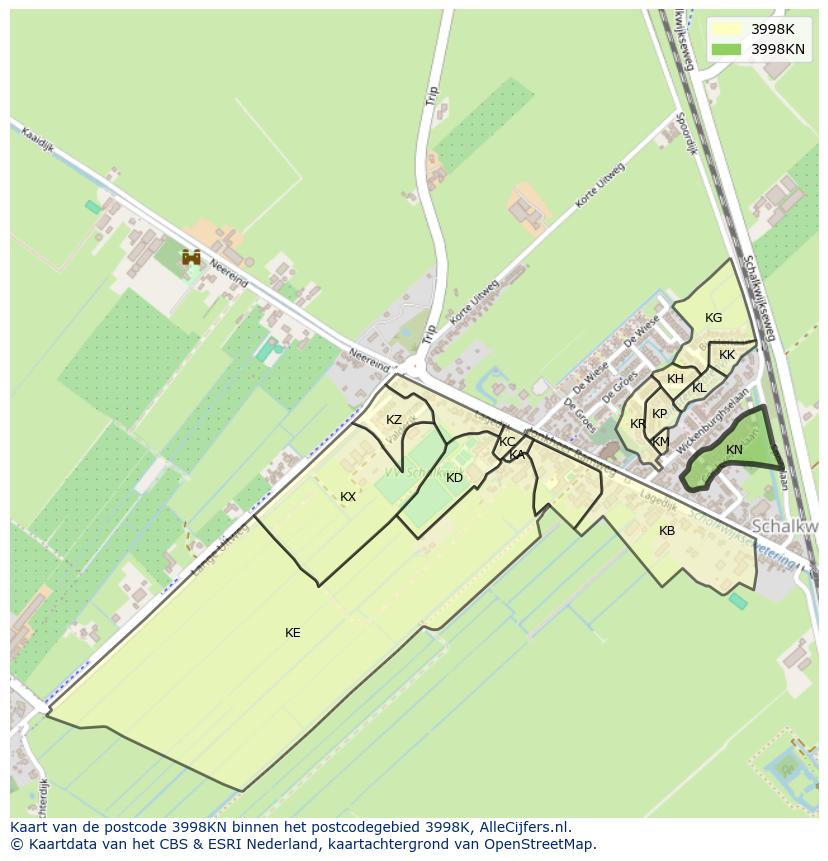 Afbeelding van het postcodegebied 3998 KN op de kaart.