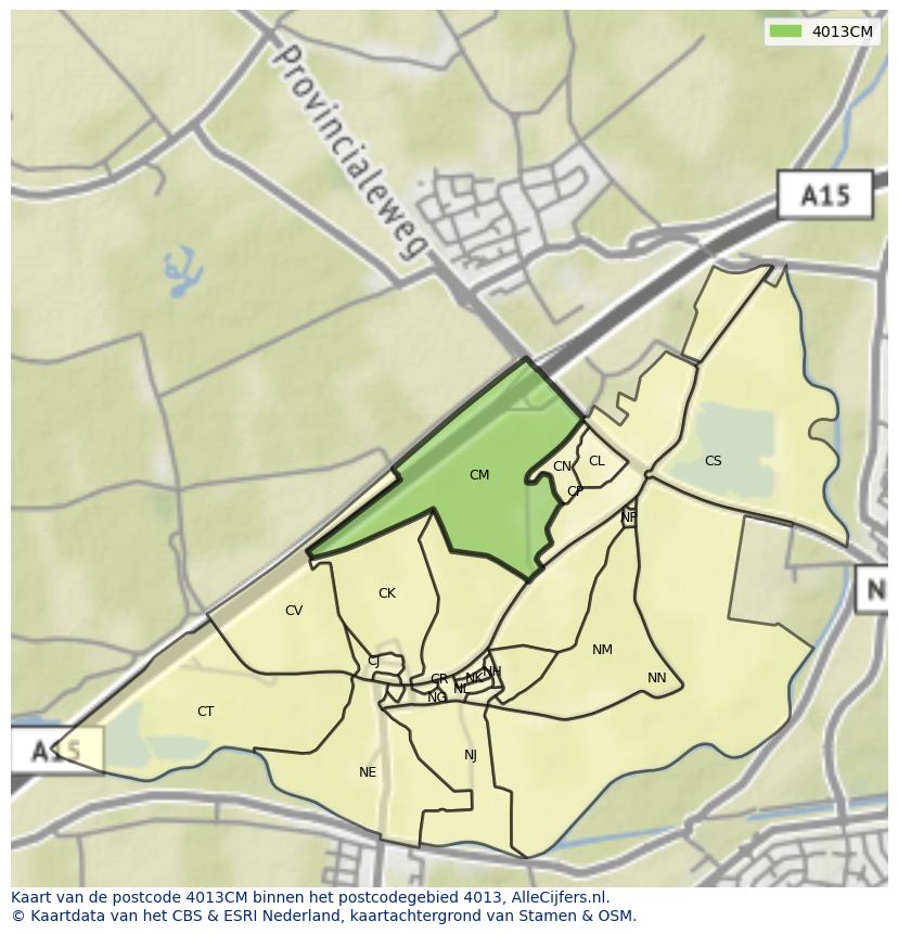 Afbeelding van het postcodegebied 4013 CM op de kaart.
