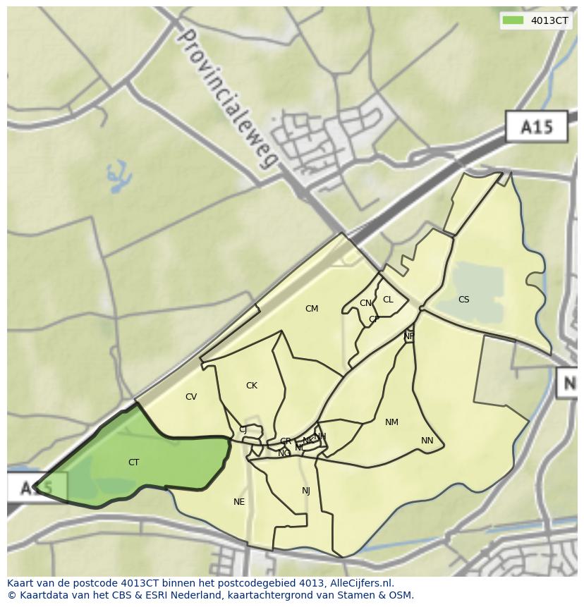 Afbeelding van het postcodegebied 4013 CT op de kaart.