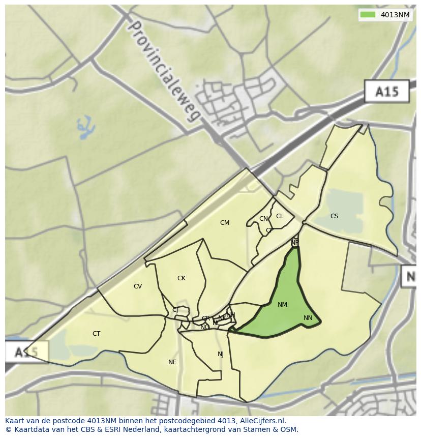 Afbeelding van het postcodegebied 4013 NM op de kaart.
