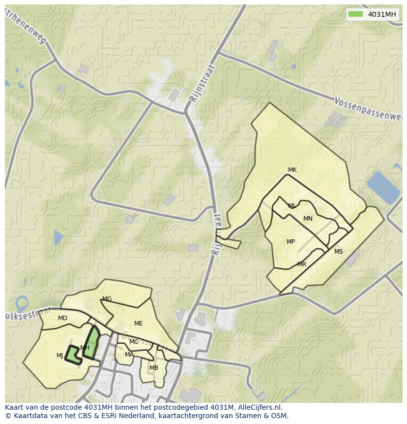 Afbeelding van het postcodegebied 4031 MH op de kaart.