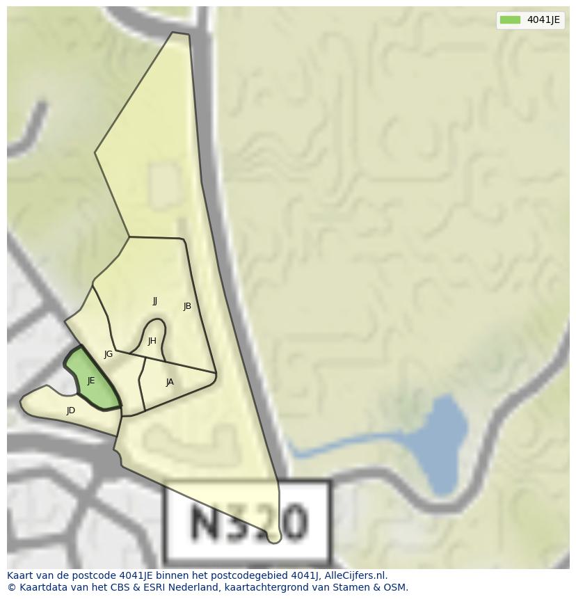 Afbeelding van het postcodegebied 4041 JE op de kaart.