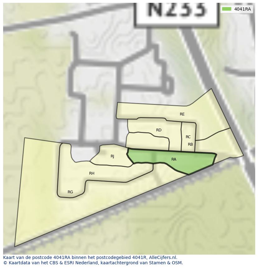 Afbeelding van het postcodegebied 4041 RA op de kaart.