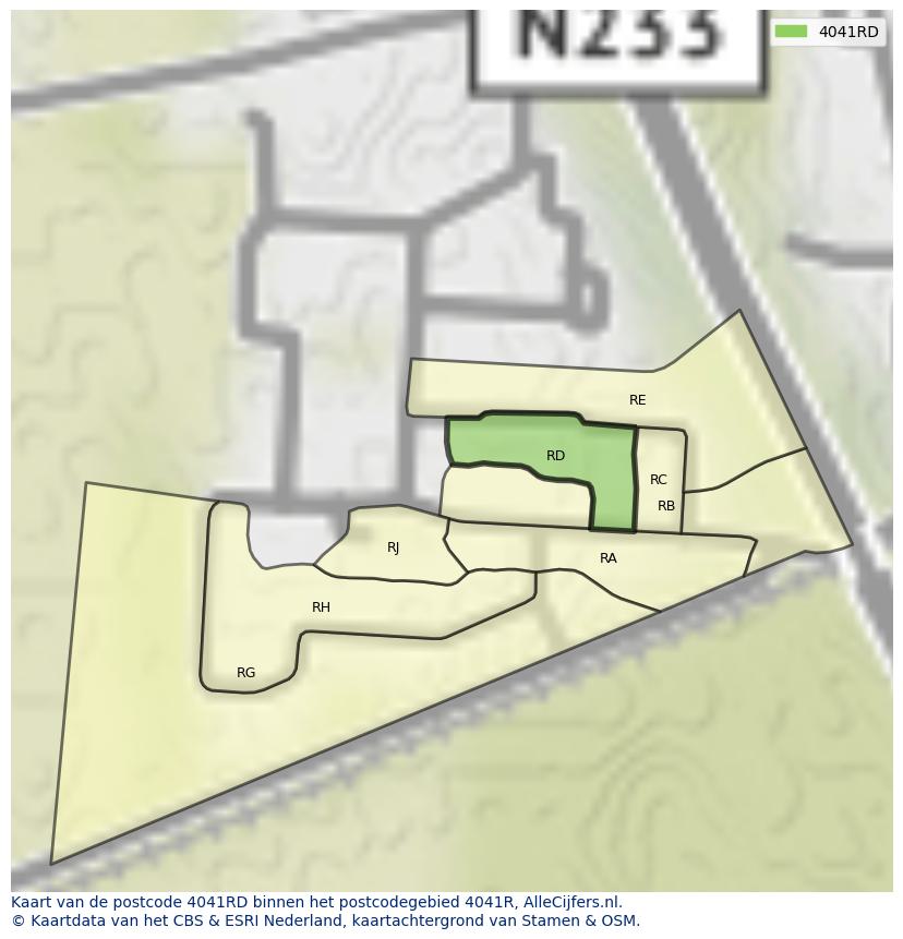 Afbeelding van het postcodegebied 4041 RD op de kaart.