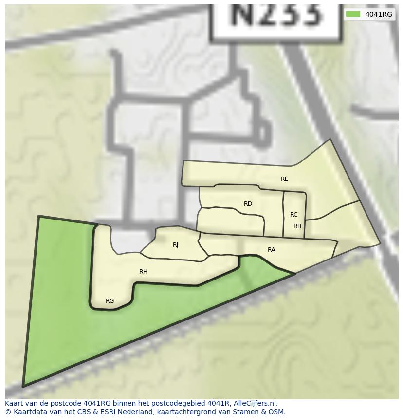 Afbeelding van het postcodegebied 4041 RG op de kaart.