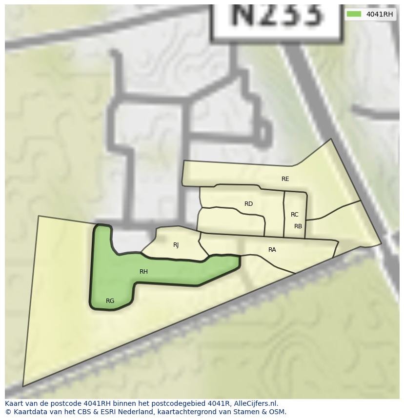 Afbeelding van het postcodegebied 4041 RH op de kaart.
