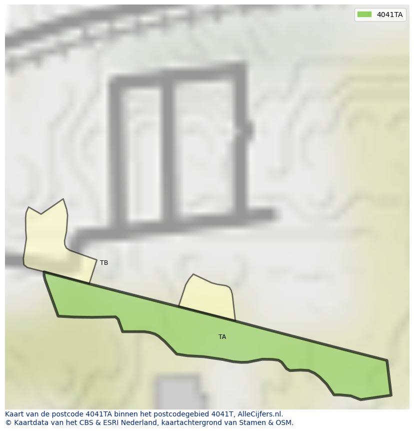 Afbeelding van het postcodegebied 4041 TA op de kaart.