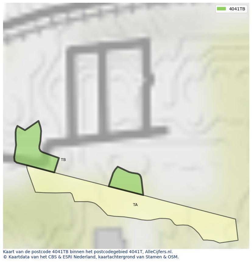 Afbeelding van het postcodegebied 4041 TB op de kaart.