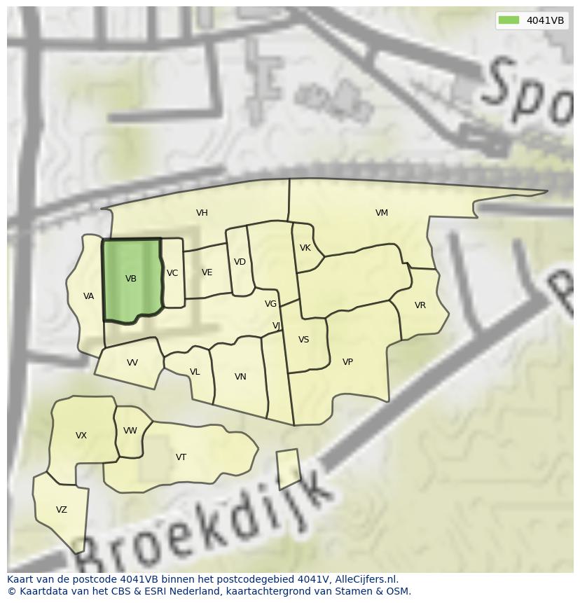 Afbeelding van het postcodegebied 4041 VB op de kaart.