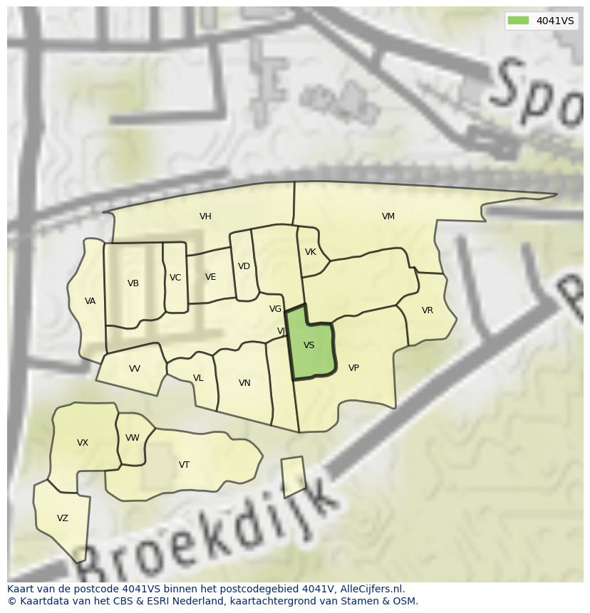 Afbeelding van het postcodegebied 4041 VS op de kaart.