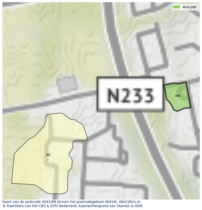Afbeelding van het postcodegebied 4041 WB op de kaart.