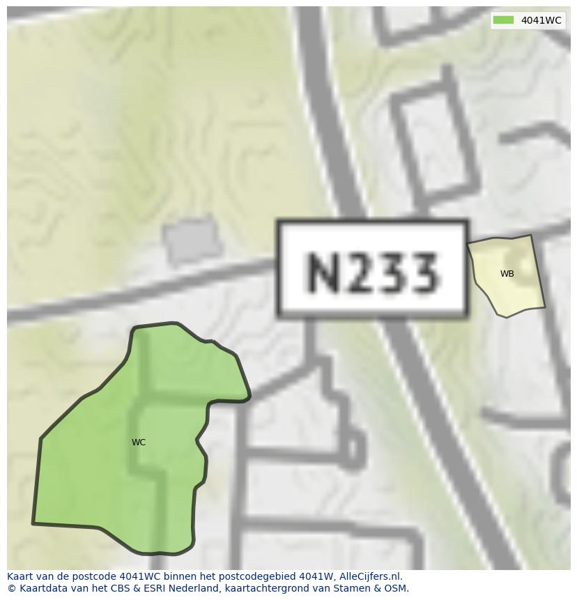 Afbeelding van het postcodegebied 4041 WC op de kaart.
