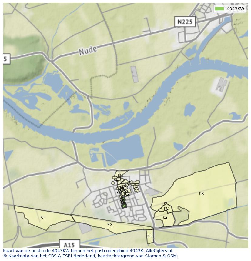 Afbeelding van het postcodegebied 4043 KW op de kaart.