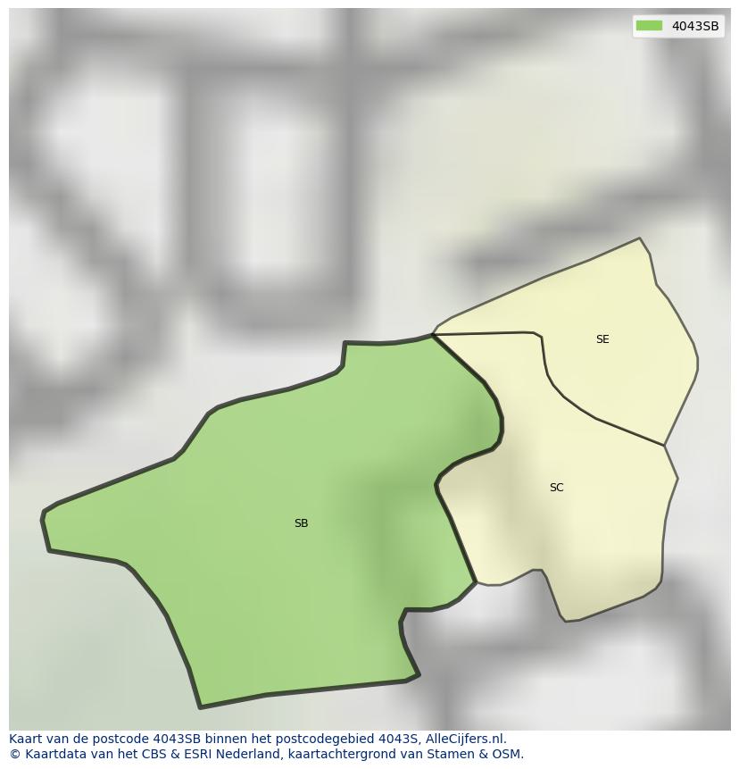 Afbeelding van het postcodegebied 4043 SB op de kaart.