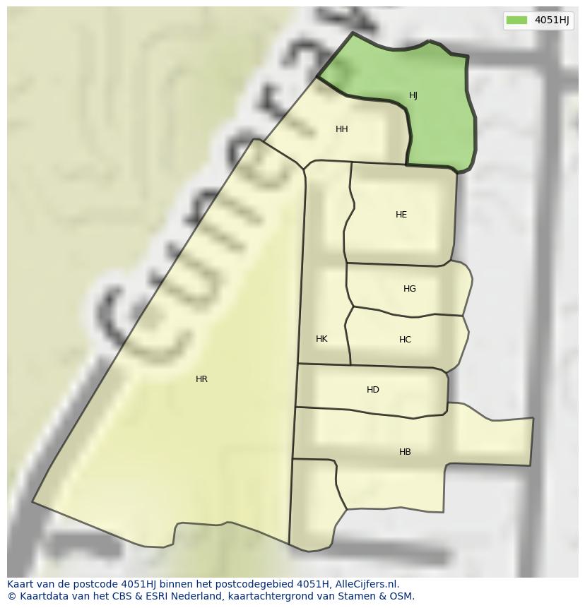Afbeelding van het postcodegebied 4051 HJ op de kaart.