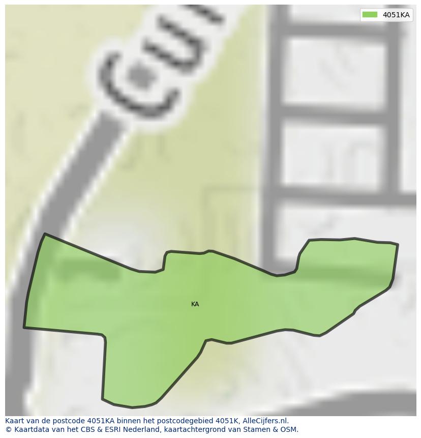 Afbeelding van het postcodegebied 4051 KA op de kaart.