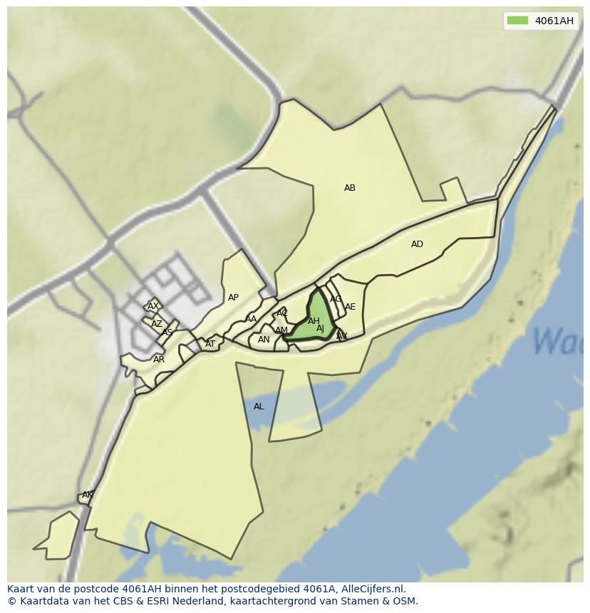 Afbeelding van het postcodegebied 4061 AH op de kaart.